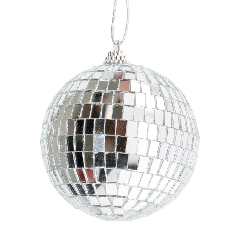 Set van 6 discoballen 8cm zilver