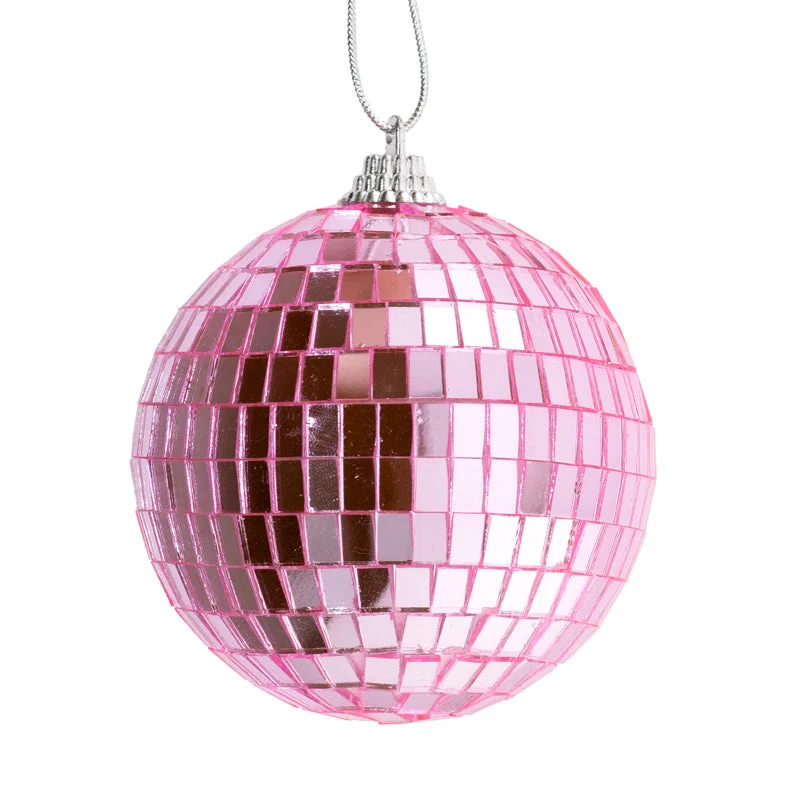 Set van 6 discoballen 8cm roze