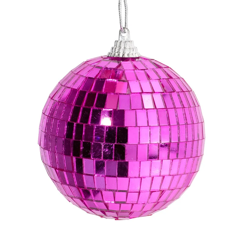 Set van 6 discoballen 8cm fuchsia