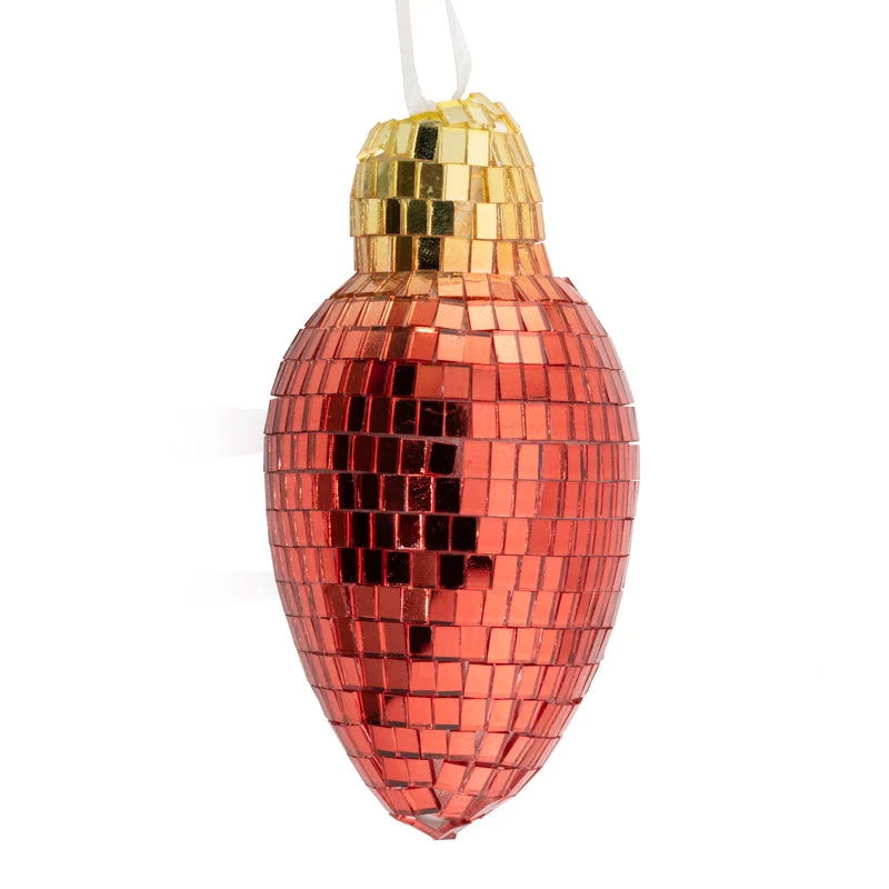 Kersthanger discobal 9,5cm roze/geel
