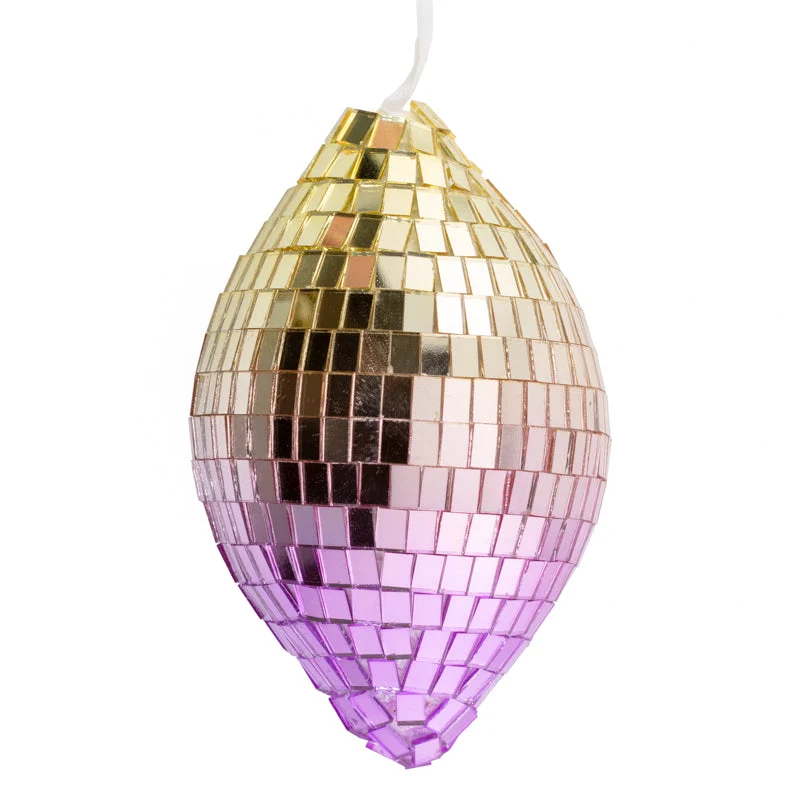 Kersthanger discobal 12cm paars/geel