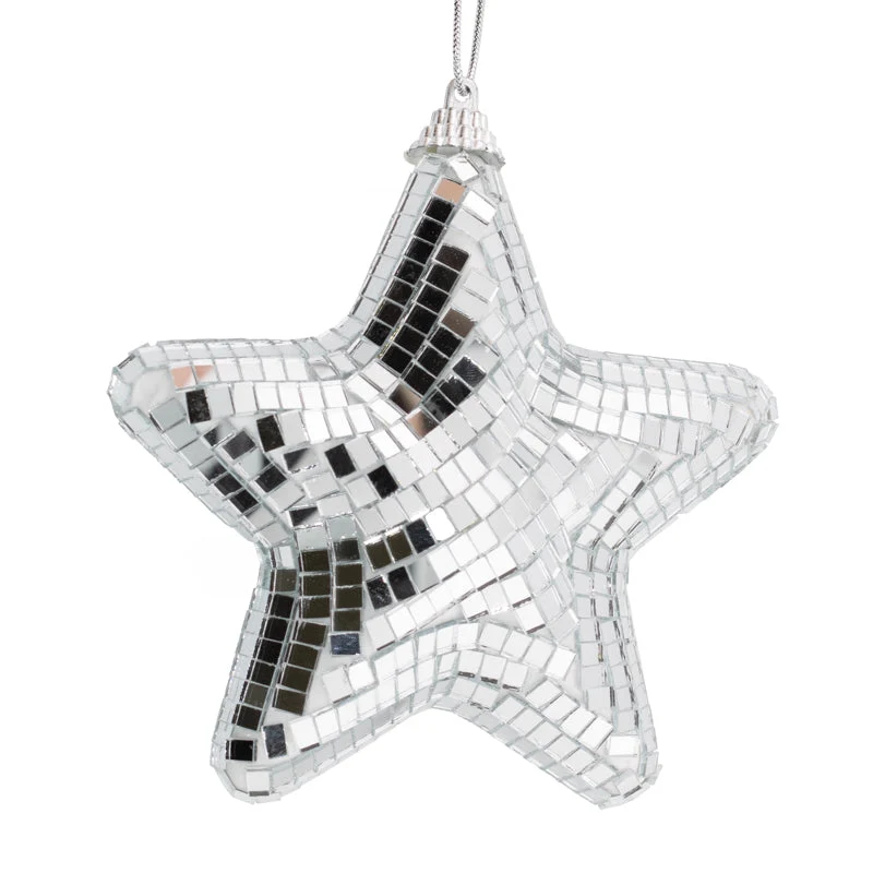 Kersthanger disco ster 11cm zilver