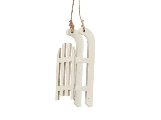 pb. 4 wooden sledges/hanging white 9 cm