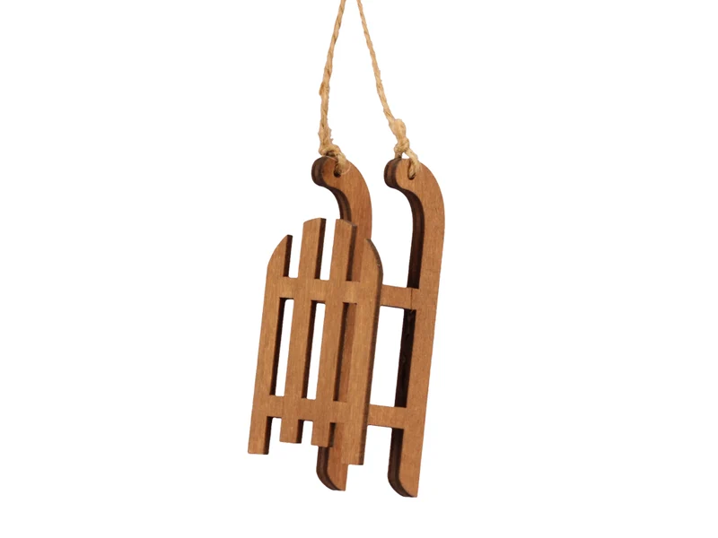 pb. 4 wooden sledges/hanging brown 9 cm