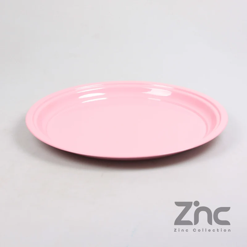 ZINK ONDERBORD ROND M 40X2.5 CM ANTIEK PINK