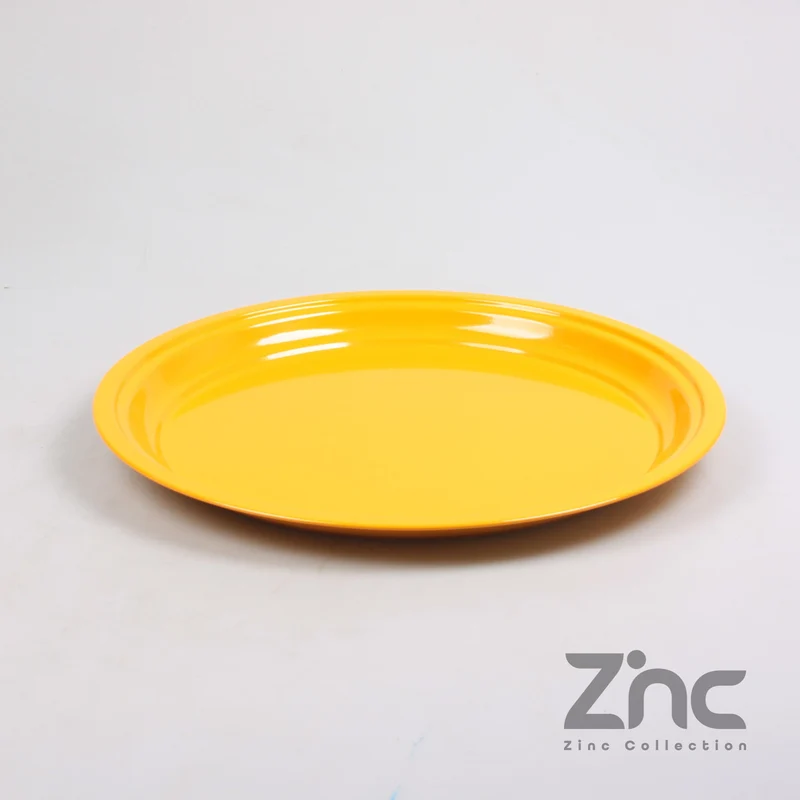 ZINK ONDERBORD ROND M 40X2.5 CM AMBER GEEL