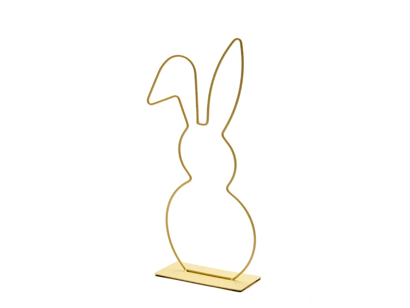 Metal bunny on base 17x40cm yellow