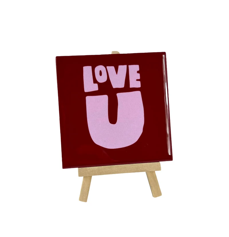 Tegeltje love u 10,5x10,5x0,5cm keramiek