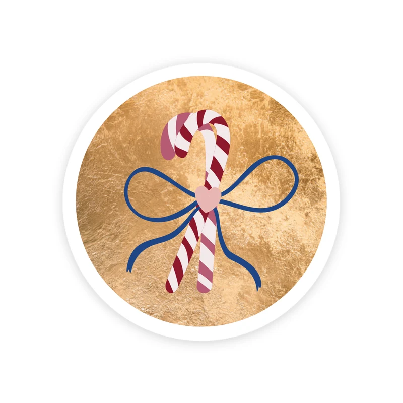 Rol a 100 stickers - Christmas - Blanco candy cane