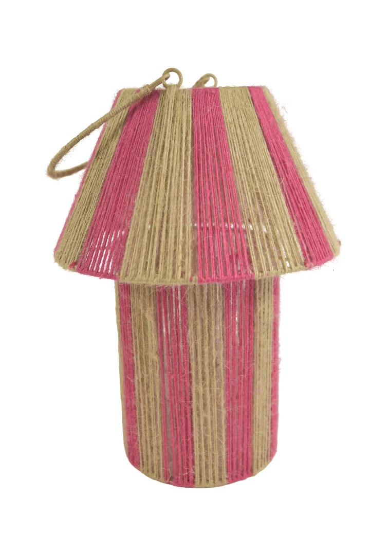 Jute Lantaarn Jet Fuchsia/Naturel D27,5 H36/53cm