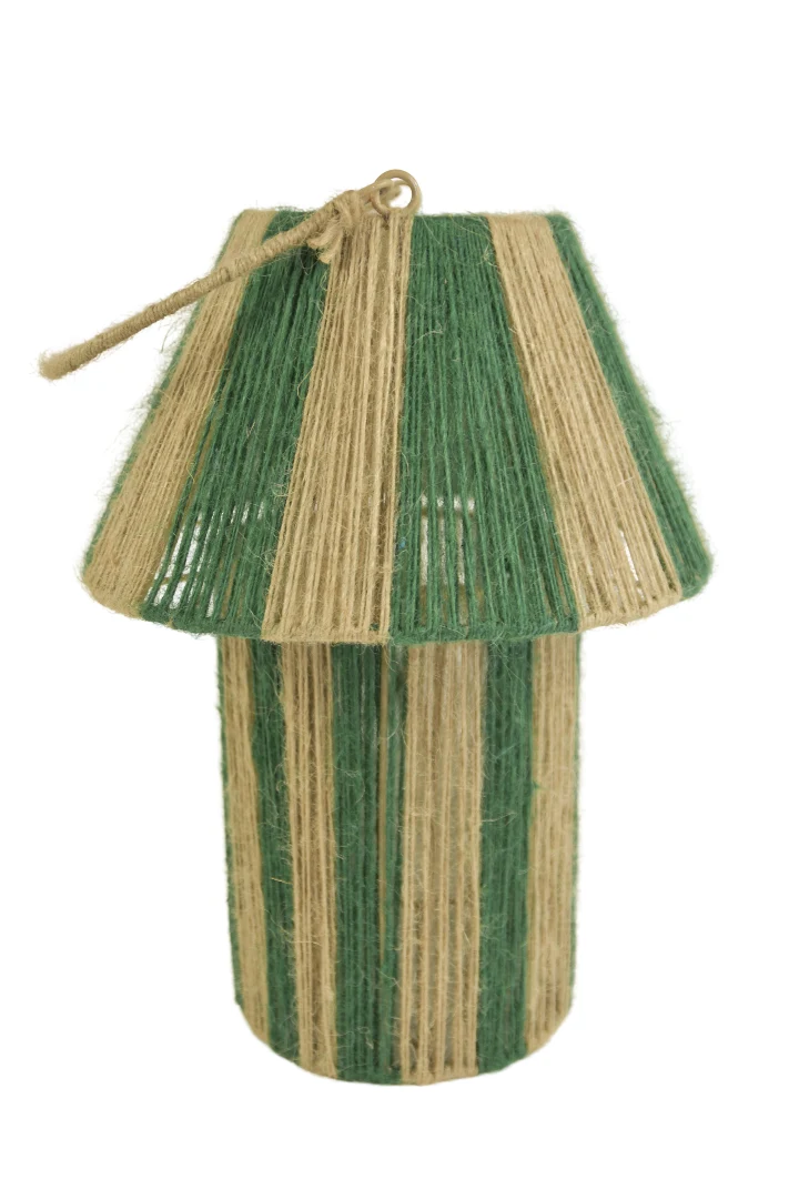 Jute Lantaarn Jet Groen/Naturel D27,5 H36/53cm