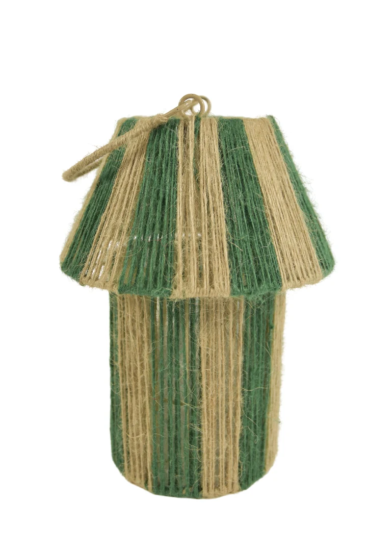 Jute Lantaarn Jet Groen/Naturel D21 H28/41cm