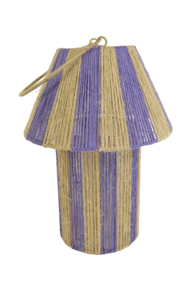 Jute Lantaarn Jet Paars/Naturel D27,5 H36/53cm