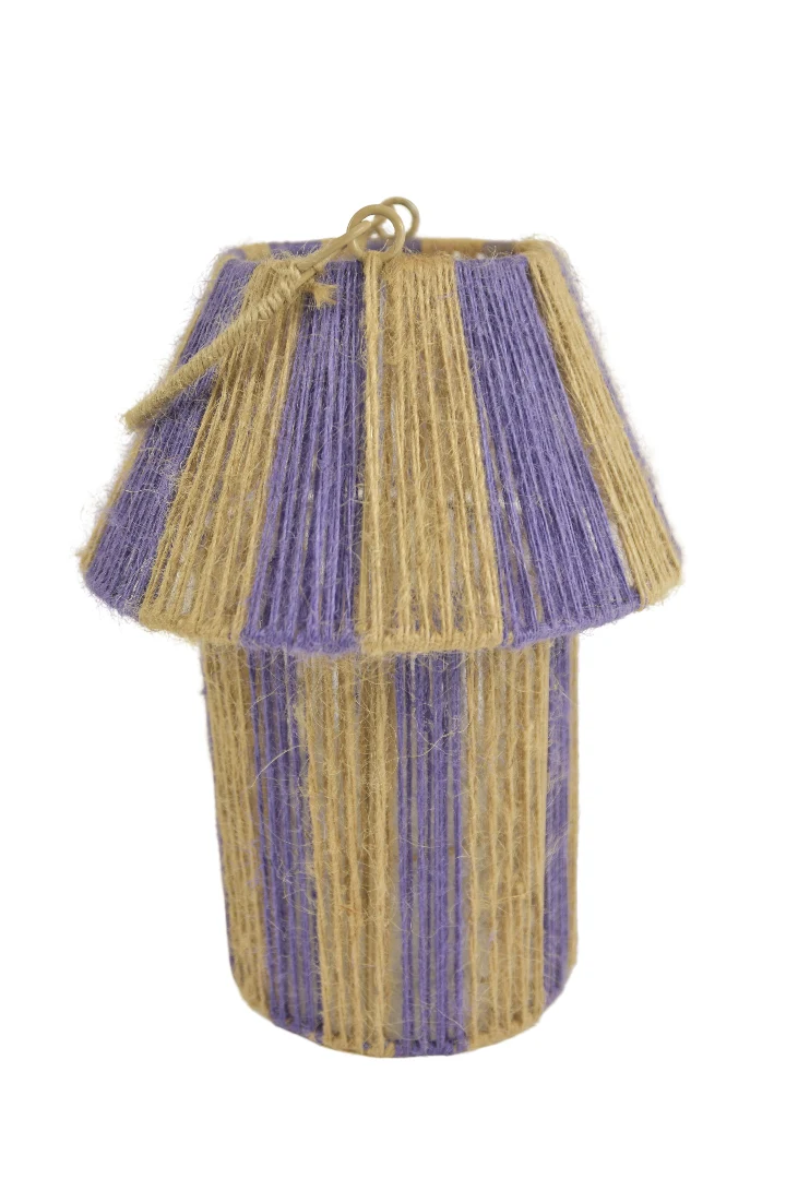 Jute Lantaarn Jet Paars/Naturel D21 H28/41cm
