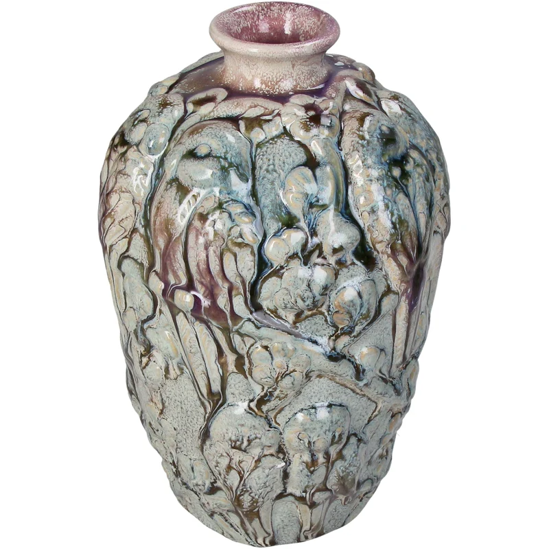 Vase Birds Stoneware Multi 15x15x25cm