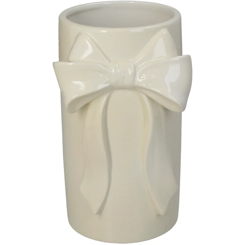 Vase Bow Stoneware Ivory 11.5x10.5x18.5cm