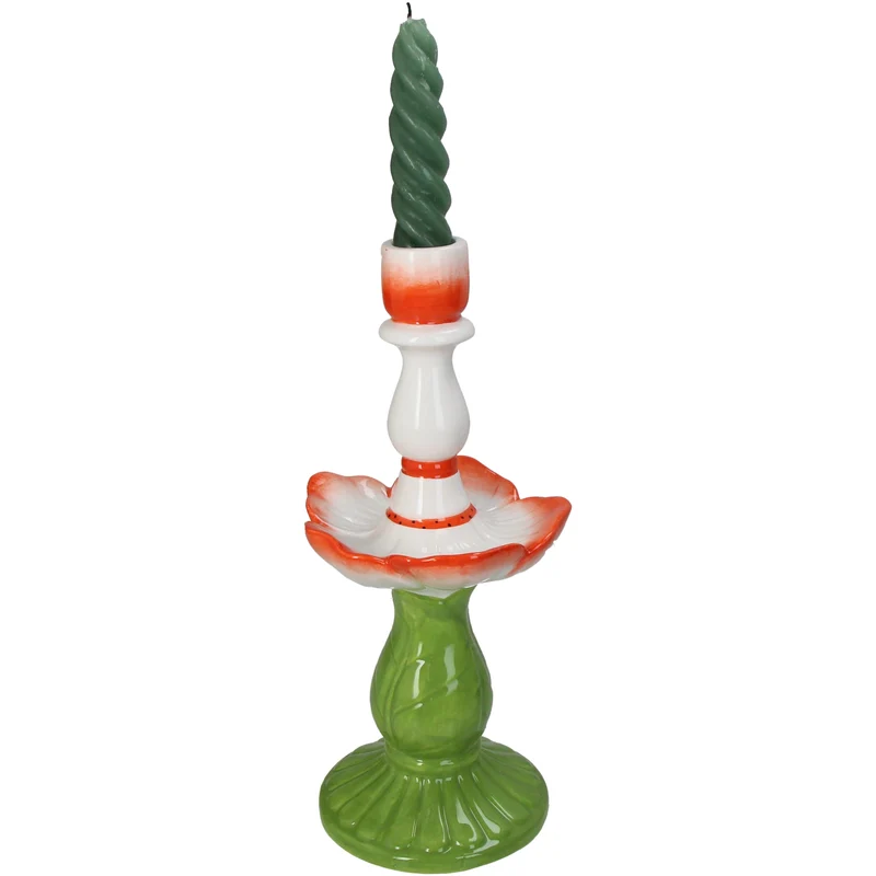 Candle Stick Flower Stoneware Multi 11.6x11.4x26.5cm