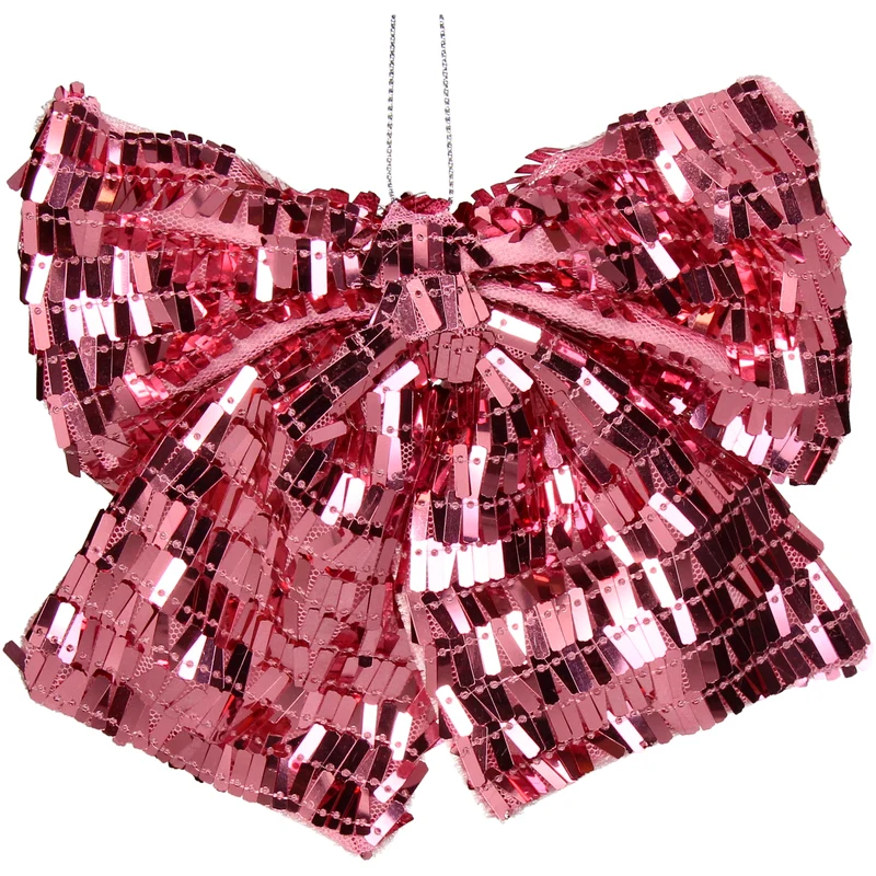 Ornament Party Bow Fabric Pink 17.8cm