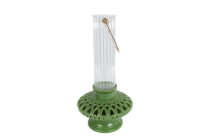 Vaas "Sari" L groen aardew 17,5x17,5x31cm