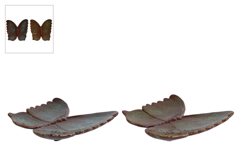 Sculptuur "Butterfly" L blauw/groen a2 aardew 18x17x3,5cm