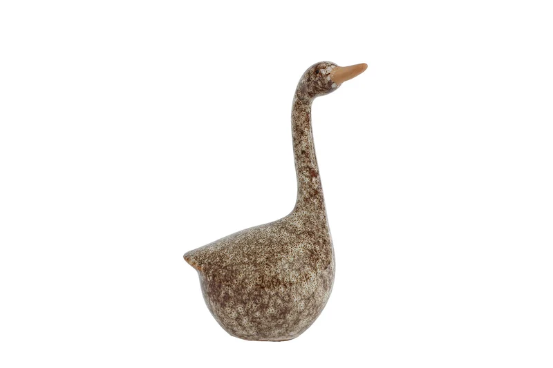 Sculptuur "Goose" S bruin aardew 6,5x5,5x12cm