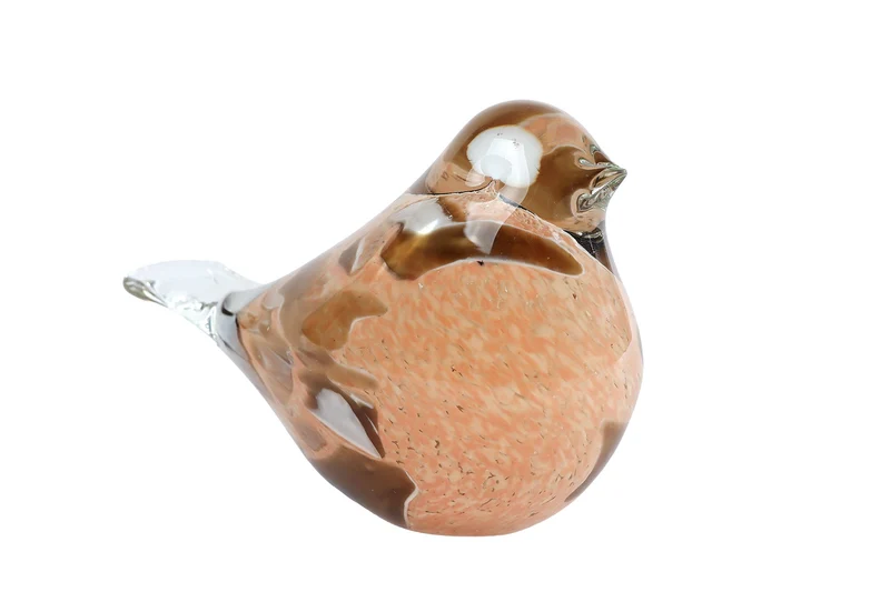 Sculptuur "Bird" beige glas 15x7,5x9cm