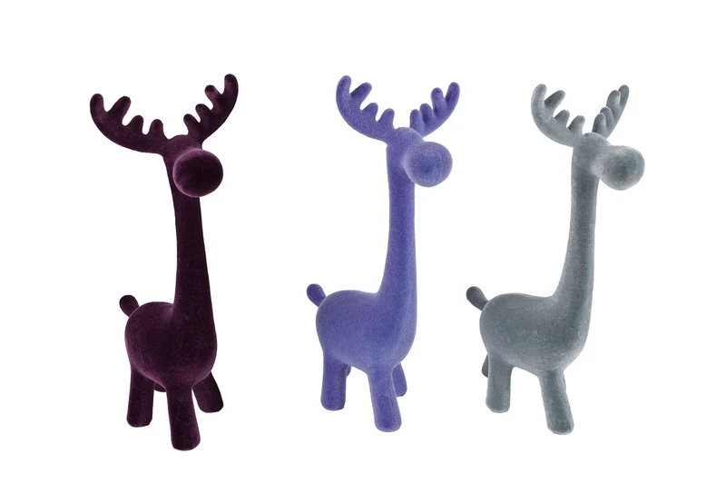 Sculptuur "Hert" L lila/paars/zilver a3 flocked kunststof