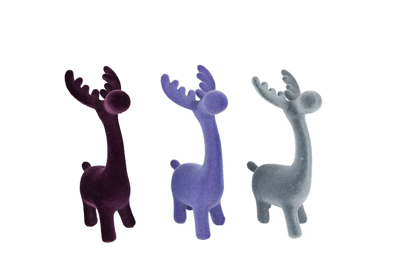 Sculptuur "Hert" S lila/paars/zilver a3 flocked kunststof
