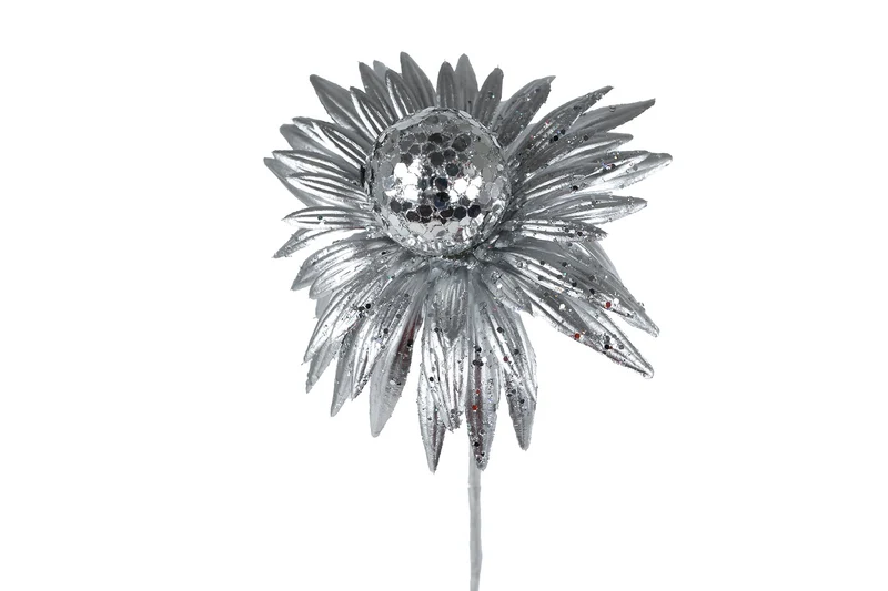Kunsttak "Zonnehoed" zilver PE 50cm