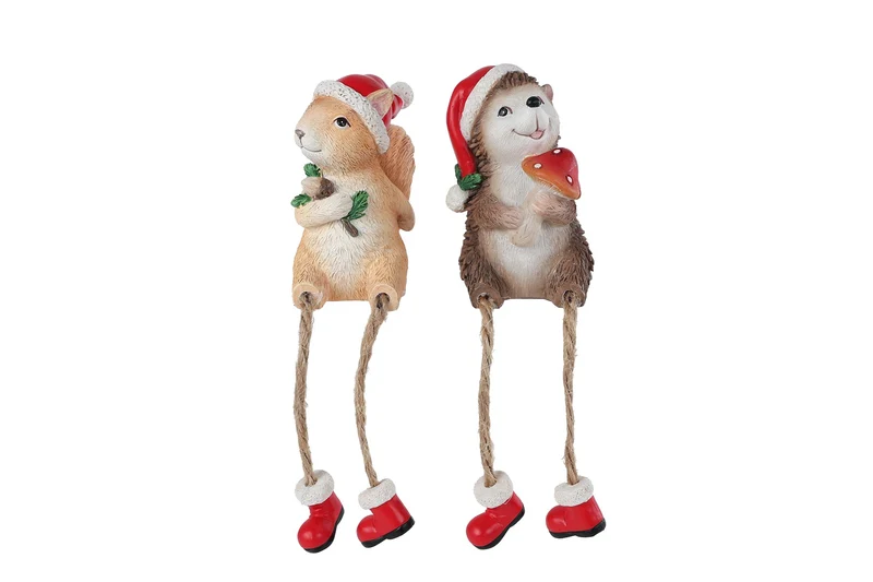 Sculptuur "Xmas Egel & Eekhoorn" a2 polystone 4x4,5x7,5cm