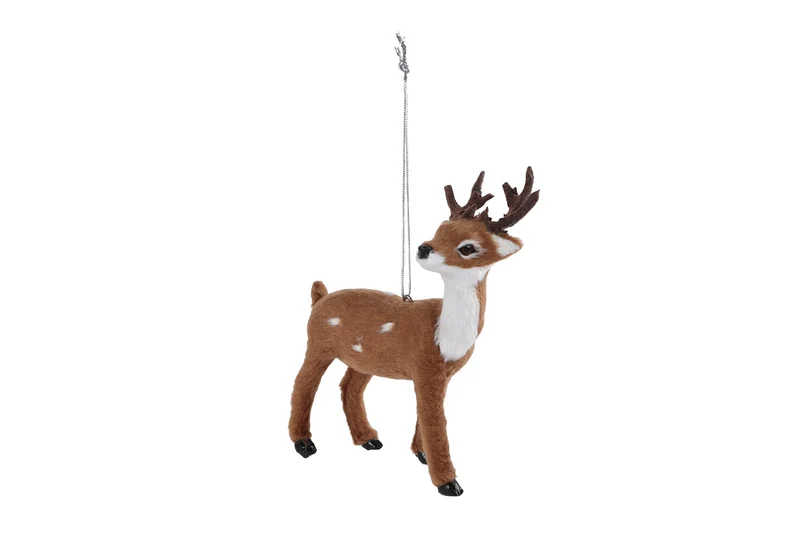 Hang-sculptuur "Rendier" bruin kunststof 9,5x5x11cm