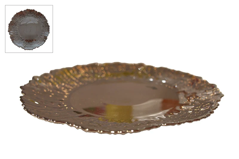 Schaal "Tira" bloem bruin glas 38x38x3cm
