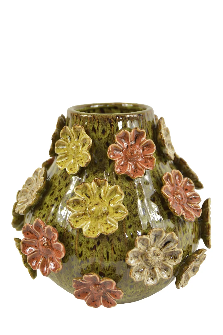 Vaas Flowers D27 H25cm Groen/multikleur