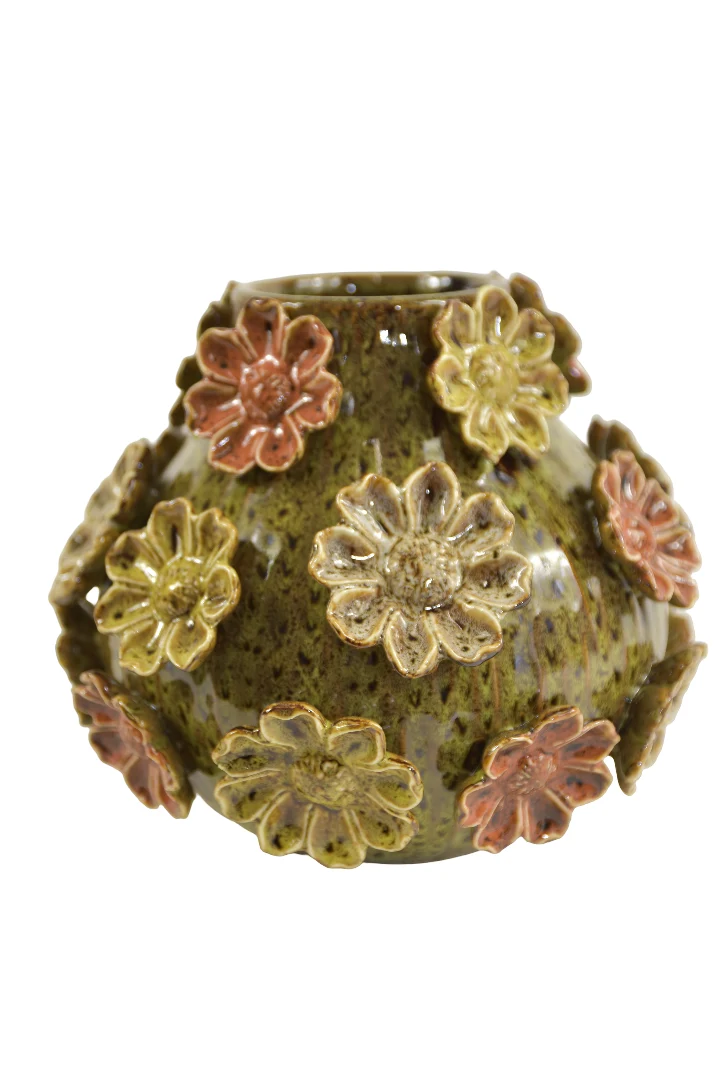 Vaas Flowers D23 H20cm Groen/multikleur