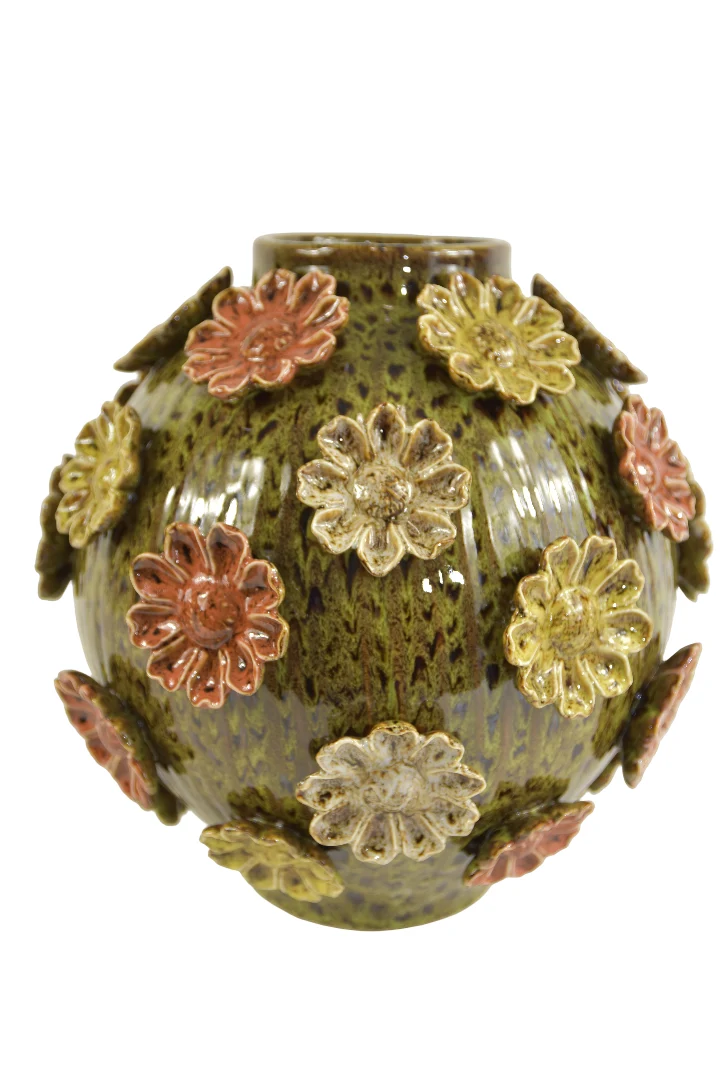 Bolvaas Flowers D33 H35cm Groen/multikleur