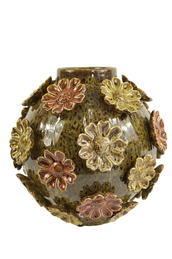 Bolvaas Flowers D30 H30cm Groen/multikleur