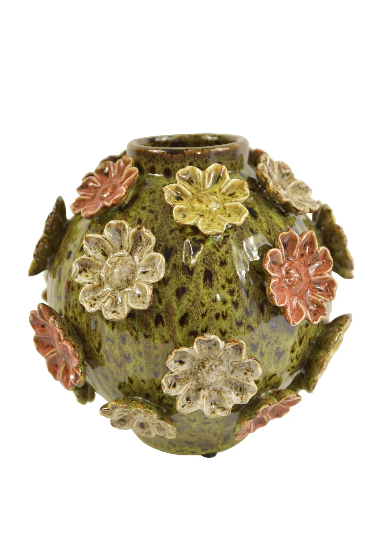 Bolvaas Flowers D24 H25cm Groen/multikleur