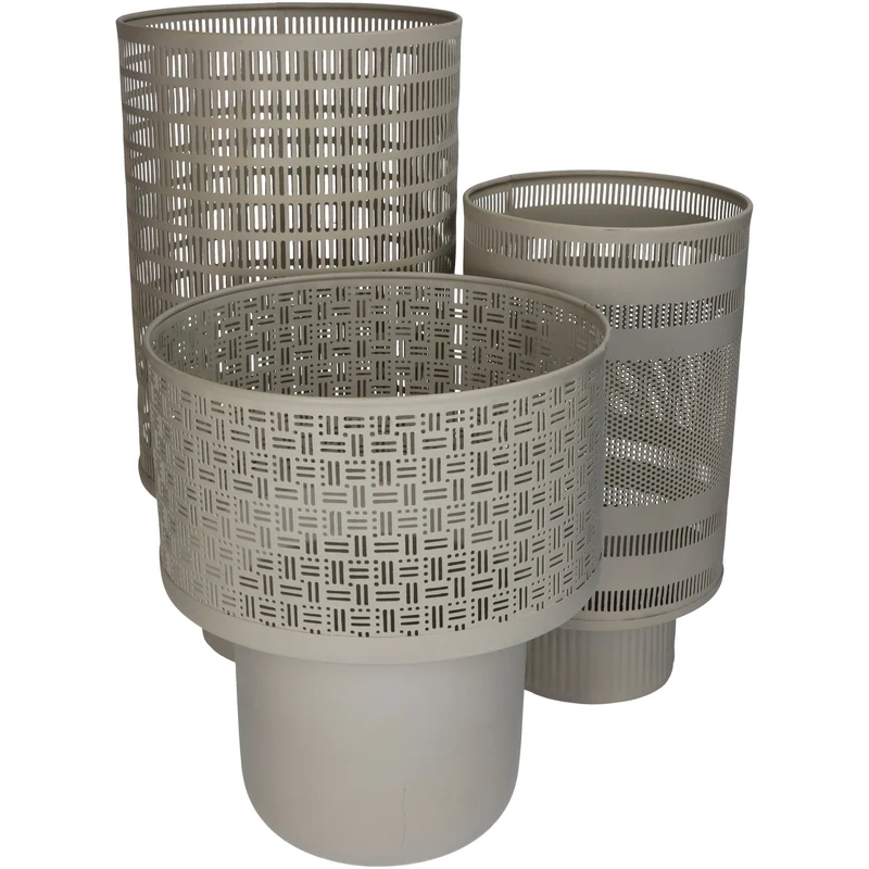 Lantern Ivory Metal 24x24x43cm Set/3