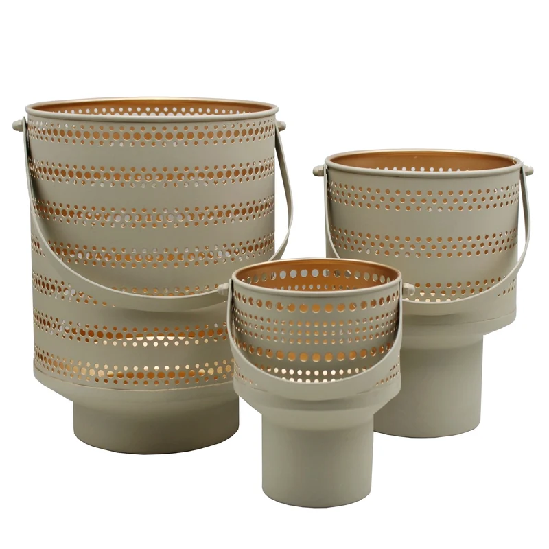 Lantern Beige Metal 21x19x25cm Set/3