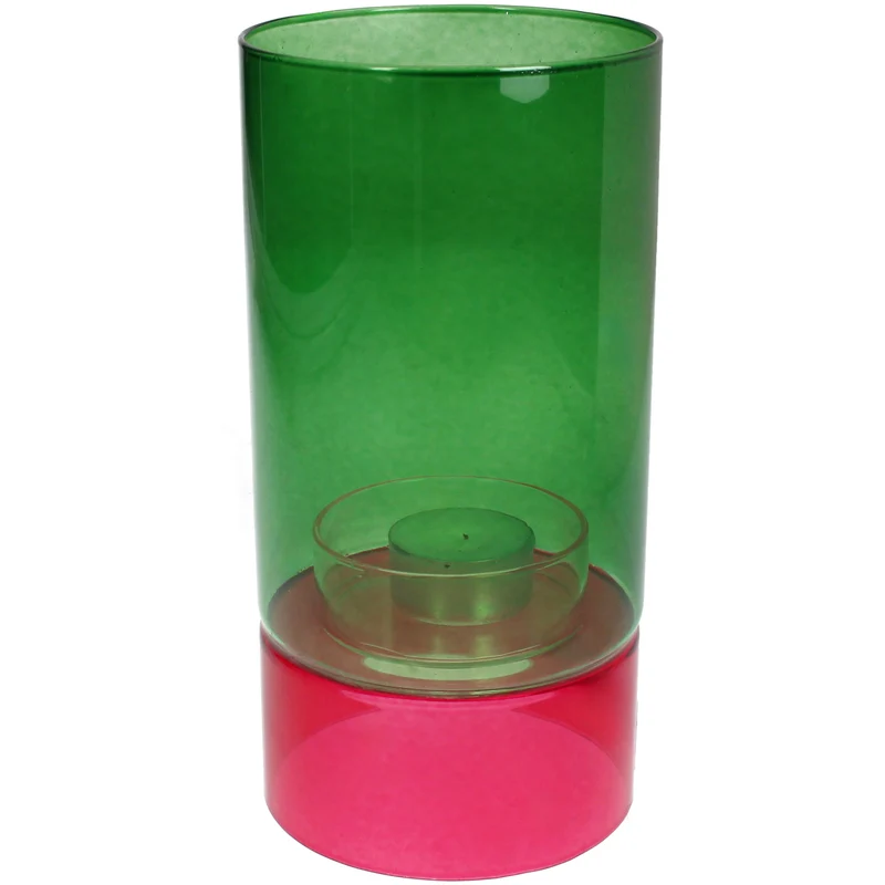 Candle Holder Glass Multi 10x10x20cm