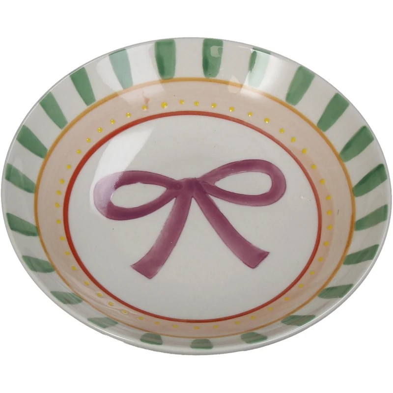 Plate Bow and Stripes Stoneware Multi 17.5x17.5x3.8cm