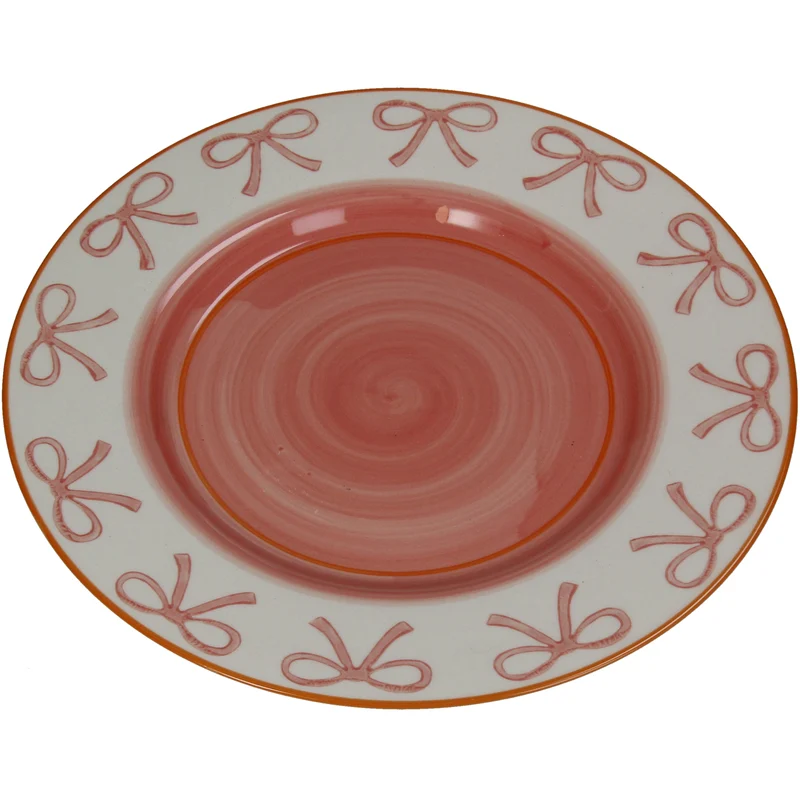 Plate Bows Stoneware Pink 28x28x3cm