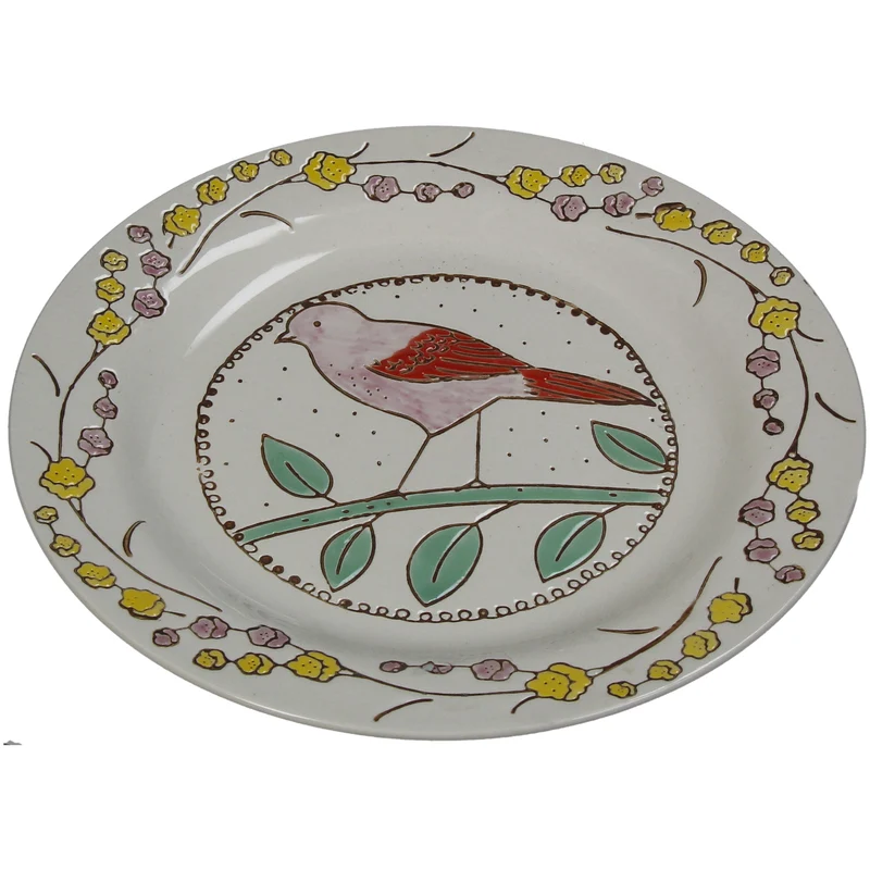 Plate Bird Stoneware Multi 22.5x22.5x2.5cm