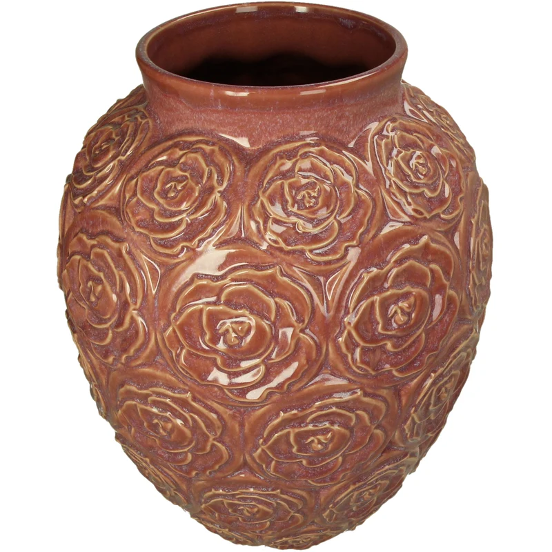 Vase Roses Stoneware Pink 28x28x34cm