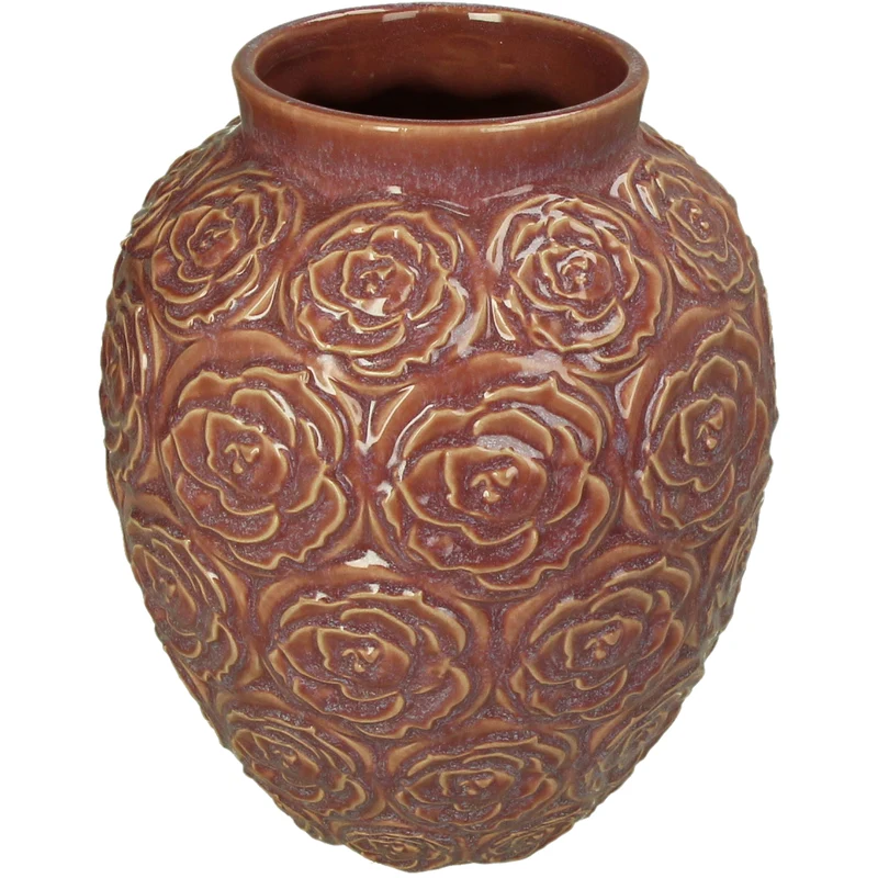 Vase Roses Stoneware Pink 19.5x19.5x25cm