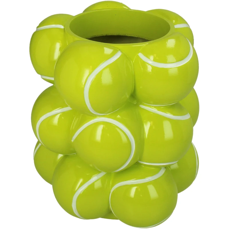 Vase Tennisball Polyresin Yellow 20x20x22.5cm