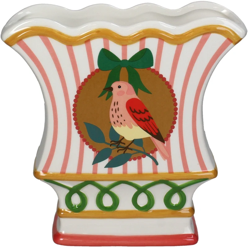 Planter Bird Stoneware Multi 18.2x7.8x17.7cm