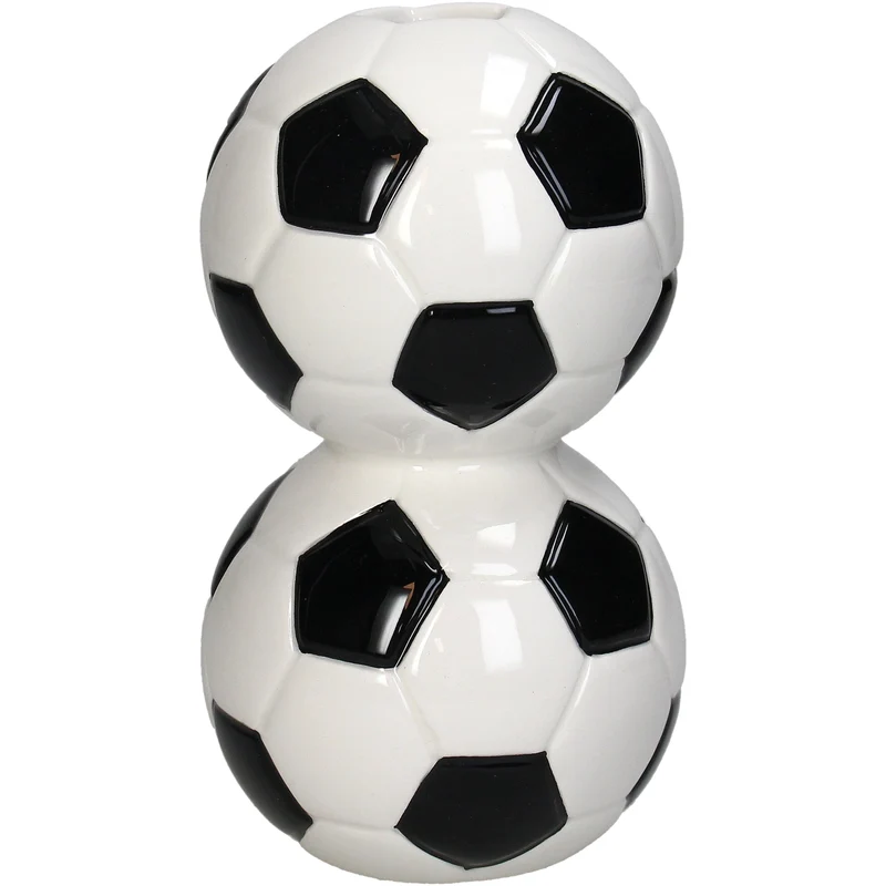 Vase Soccer ball Stoneware Black 9.5x9.5x16.5cm