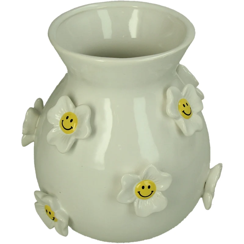 Vase Flower Smiley Dolomite White 19.7x19x20.2cm