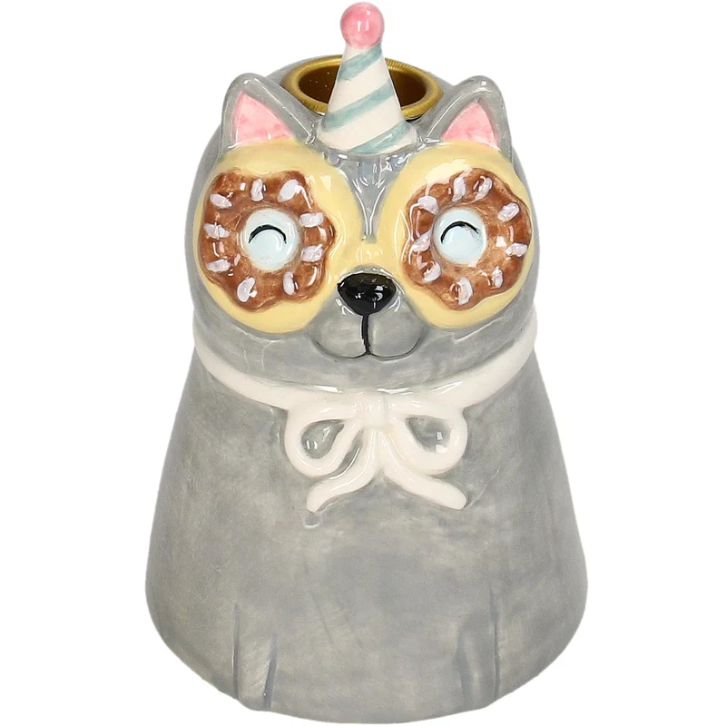 Candle Stick Cat Dolomite Multi 8.3x8.3x13.5cm